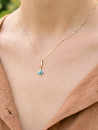 14 Ayar Sallantılı Mineli Kolye