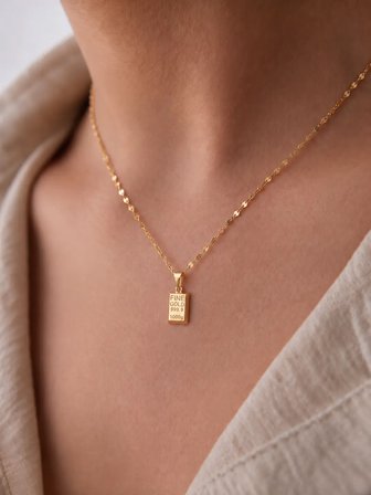 14 Ayar Külçe Model Aynalı Zincir Kolye
