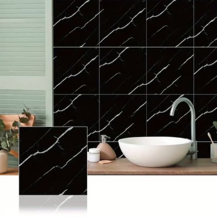 SİYAH MERMER DESENLİ ALÜMİNYUM PLASTİK DUVAR STİCKER (30*30)