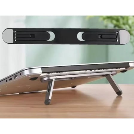 2 Kademeli Katlanabilir ve Yapışkanlı Laptop Standı Siyah CM-438