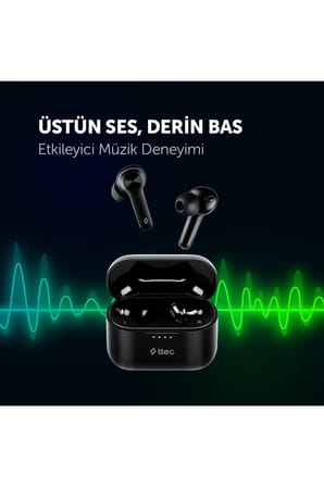 Ttec Airbeat Play Tws Bluetooth 5.0-Oyun Modu-4 Mikrofon-Enc Gürültü Engellemeli Kablosuz Kulaklık - Siyah