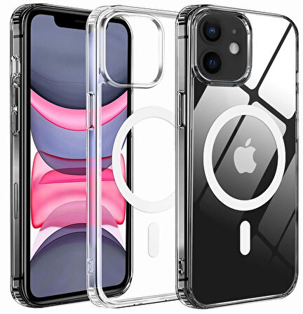 iPhone 11 Kılıf Magsafe Özellikli Şeffaf Silikon Kılıf