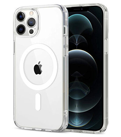 iPhone 12 Pro Max Kılıf Magsafe Özellikli Şeffaf Silikon Kılıf