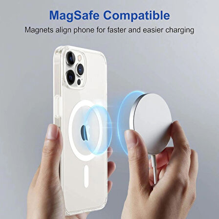 iPhone 12 Pro Max Kılıf Magsafe Özellikli Şeffaf Silikon Kılıf