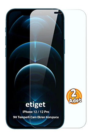 iPhone 12 / 12 Pro Temperli 9H Cam Ekran Koruyucu (2 ADET)