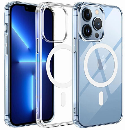 iPhone 13 Pro Max Kılıf Magsafe Özellikli Şeffaf Silikon Kılıf