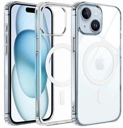 iPhone 14 Plus Kılıf Magsafe Özellikli Şeffaf Silikon Kılıf