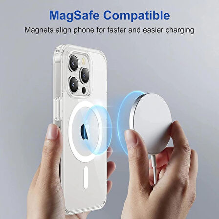 iPhone 14 Pro Max Kılıf Magsafe Özellikli Şeffaf Silikon Kılıf