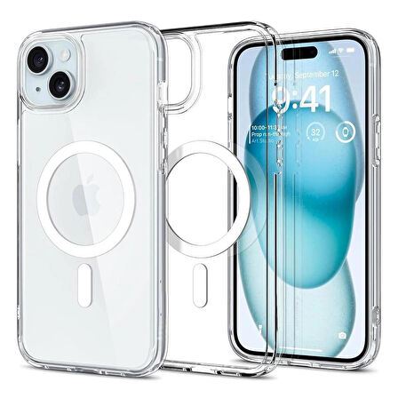 iPhone 15 Plus Kılıf Magsafe Özellikli Silikon Şeffaf Kılıf
