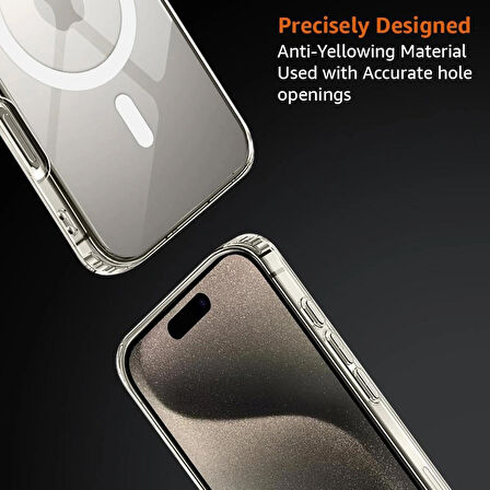 iPhone 15 Pro Max Kılıf Magsafe Özellikli Şeffaf Silikon Kılıf