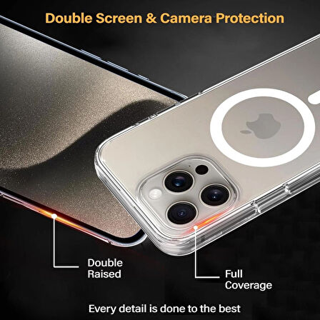 iPhone 15 Pro Kılıf Magsafe Özellikli Şeffaf Silikon Kılıf