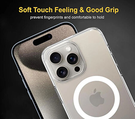 iPhone 15 Pro Kılıf Magsafe Özellikli Şeffaf Silikon Kılıf