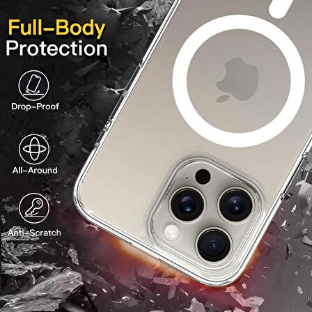 iPhone 15 Pro Kılıf Magsafe Özellikli Şeffaf Silikon Kılıf