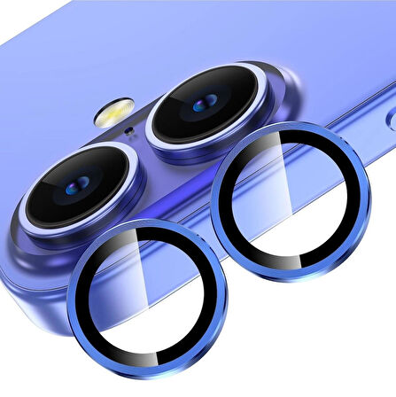 iPhone 16 / 16 Plus Kamera Lens Koruyucu ''Safir Cam & Kolay Kurulum'' (Lacivert Taş)