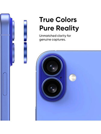 iPhone 16 / 16 Plus Kamera Lens Koruyucu ''Safir Cam & Kolay Kurulum'' (Lacivert Taş)