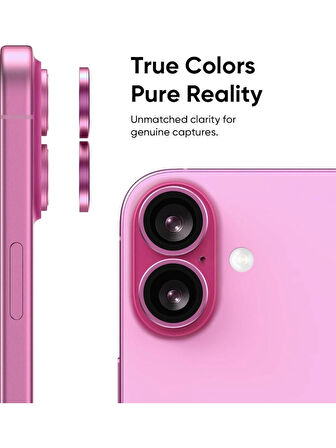 iPhone 16 / 16 Plus Kamera Lens Koruyucu ''Safir Cam & Kolay Kurulum'' (Pembe)