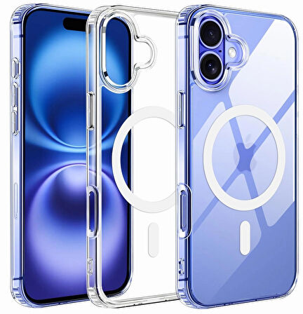 iPhone 16 Plus Kılıf Magsafe Özellikli Şeffaf Silikon Kılıf