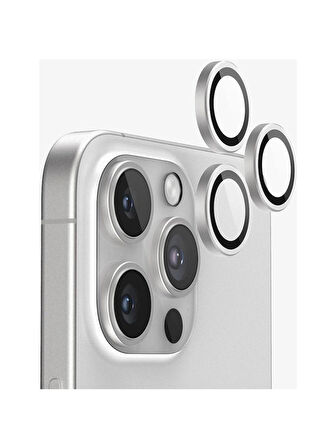 iPhone 16 Pro / 16 Pro Max Kamera Lens Koruyucu ''Safir Cam & Kolay Kurulum'' (Beyaz)