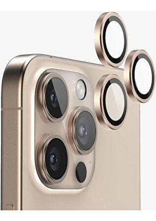 iPhone 16 Pro / 16 Pro Max Kamera Lens Koruyucu ''Safir Cam & Kolay Kurulum'' (Çöl)