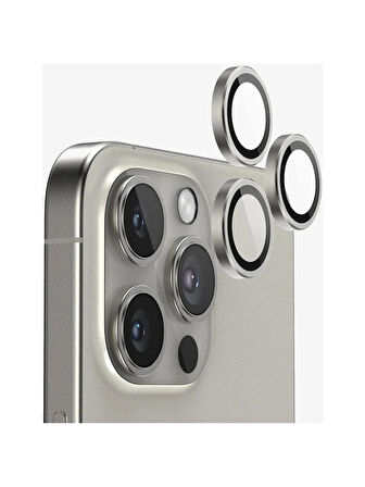 iPhone 16 Pro / 16 Pro Max Kamera Lens Koruyucu ''Safir Cam & Kolay Kurulum'' (Natural)