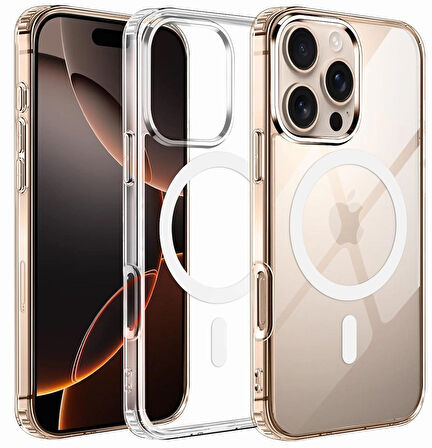 iPhone 16 Pro Kılıf Magsafe Özellikli Şeffaf Silikon Kılıf