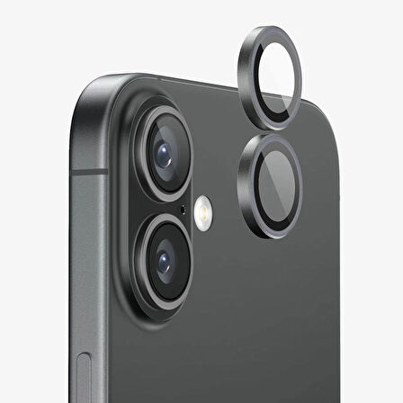 iPhone 17 Kamera Lens Koruyucu ''Safir Cam & Kolay Kurulum'' (Siyah)