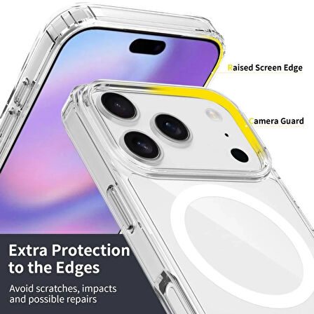 iPhone 17 Pro Max Magsafe Kılıf Şeffaf Sararmaz Mika Sert Plastik