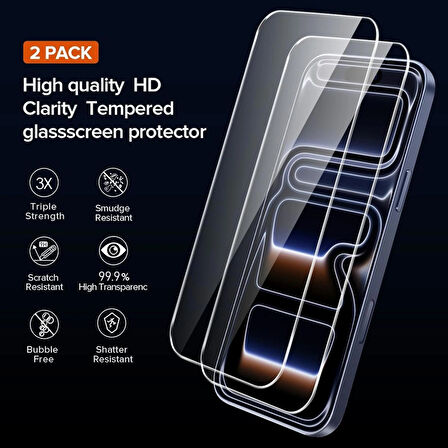 iPhone 17 Pro Max Kılıf Şeffaf Silikon / Cam Ekran Koruyucu Seti 