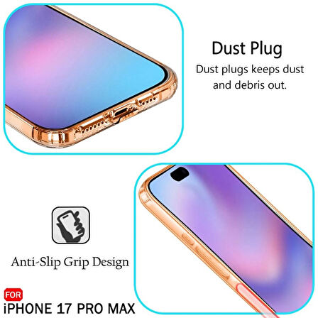 iPhone 17 Pro Max Şeffaf Silikon Kılıf – Şarj Yeri Tıpalı, Kenarları Kaymaz