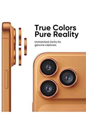 iPhone 17 Pro / 17 Pro Max Kamera Lens Koruyucu ''Safir Cam & Kolay Kurulum'' (Turuncu)