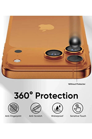 iPhone 17 Pro / 17 Pro Max Kamera Lens Koruyucu ''Safir Cam & Kolay Kurulum'' (Turuncu)