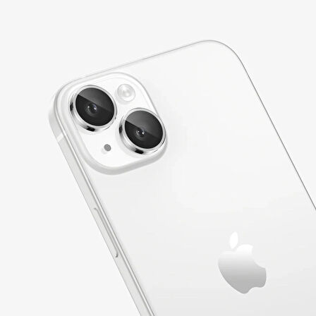 iPhone 15 / 15 Plus Kamera Lens Koruyucu ''Safir Cam & Kolay Kurulum'' (Beyaz)