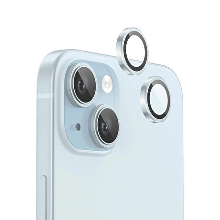 iPhone 15 / 15 Plus Kamera Lens Koruyucu ''Safir Cam & Kolay Kurulum'' (Mavi)
