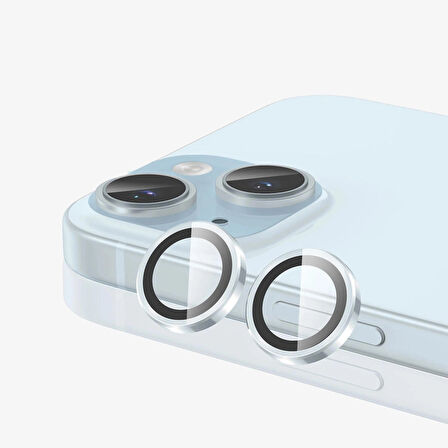 iPhone 15 / 15 Plus Kamera Lens Koruyucu ''Safir Cam & Kolay Kurulum'' (Mavi)