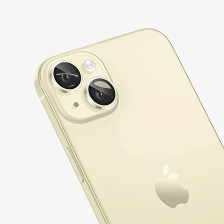 iPhone 15 / 15 Plus Kamera Lens Koruyucu ''Safir Cam & Kolay Kurulum'' (Sarı)