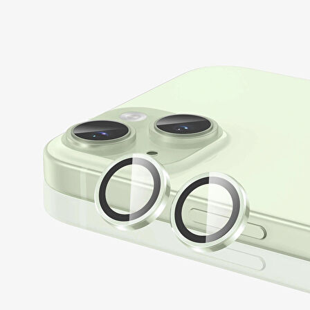 iPhone 15 / 15 Plus Kamera Lens Koruyucu ''Safir Cam & Kolay Kurulum'' (Yeşil)