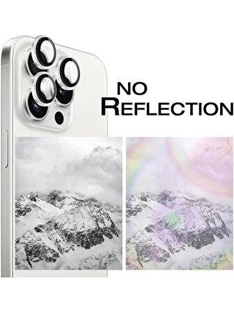 iPhone 15 Pro / 15 Pro Max Kamera Lens Koruyucu ''Safir Cam & Kolay Kurulum'' (Naturel)