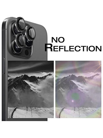 iPhone 15 Pro / 15 Pro Max Kamera Lens Koruyucu ''Safir Cam & Kolay Kurulum'' (Siyah)