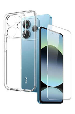 Xiaomi Redmi Note 14 4G Şeffaf Kılıf + Cam Ekran Koruyucu Seti