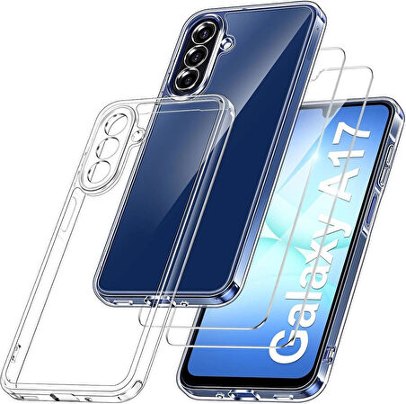 Samsung Galaxy A17 5G Şeffaf Silikon Kılıf / Cam Ekran Koruyucu Seti