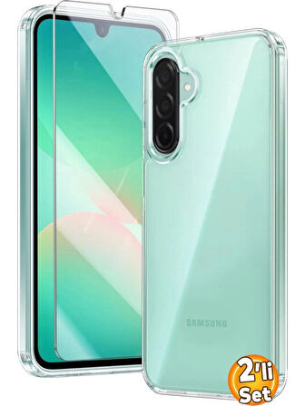 Samsung Galaxy A26 Şeffaf Silikon Kılıf + Cam Ekran Koruyucu Seti (1 CAM 1 KILIF)