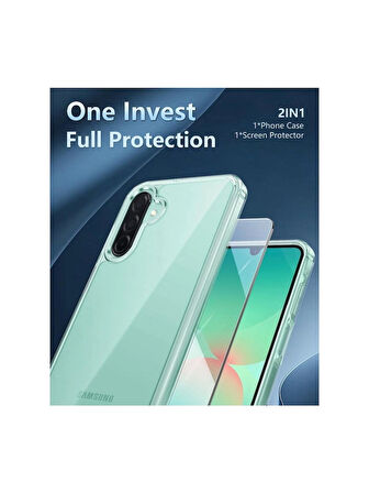 Samsung Galaxy A26 Şeffaf Silikon Kılıf + Cam Ekran Koruyucu Seti (1 CAM 1 KILIF)