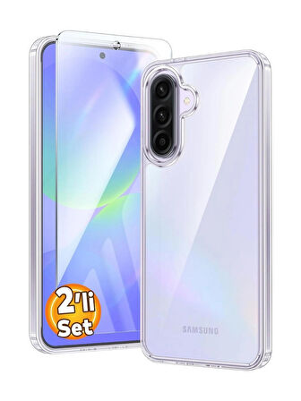 Samsung Galaxy A36 5g Şeffaf Silikon Kılıf + Cam Ekran Koruyucu Seti (1 CAM 1 KILIF)