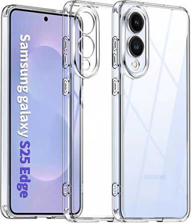 Samsung Galaxy S25 Edge Kılıf Kamera Koruma Şeffaf Silikon Yumuşak Kılıf