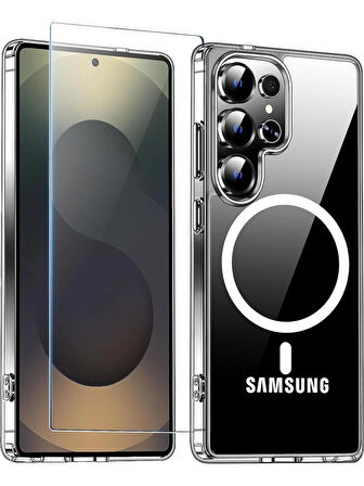 Samsung Galaxy S25 Ultra Kılıf Magsafe Özellikli + Cam Ekran Koruyucu Seti