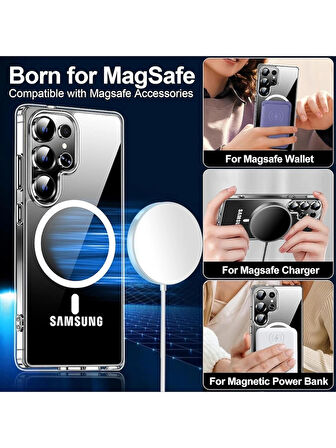 Samsung Galaxy S25 Ultra Kılıf Magsafe Özellikli + Cam Ekran Koruyucu Seti