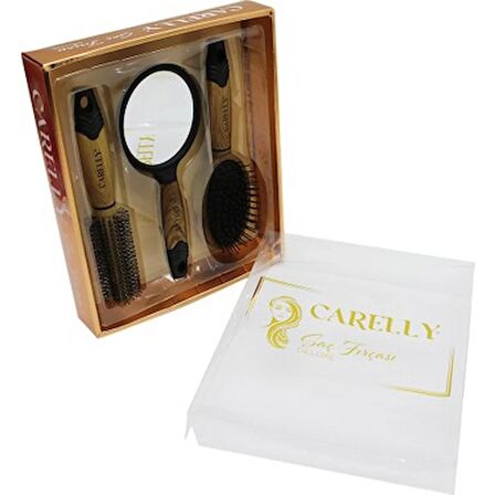 CARELLY DELUXE 3LÜ SET SAÇ FIRÇASI & TARAK & AYNA