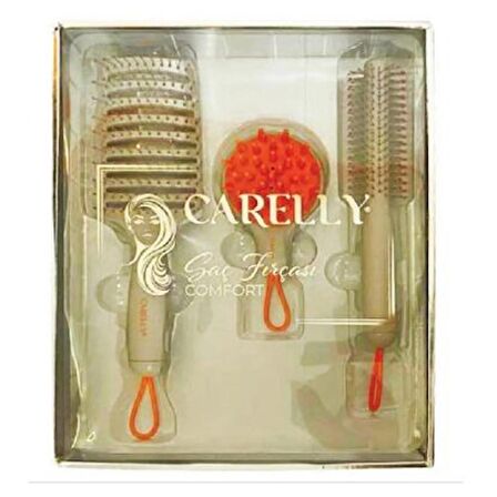 CARELLY COMFORT 3PCS SET SAÇ FIRÇASI & TARAK & MASAJ TARAĞI