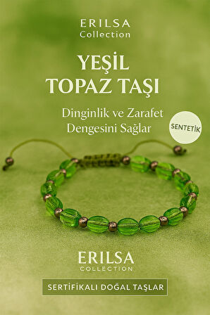 Sertifikalı Sentetik Yeşil Topaz Taşı Bileklik – Canlılık ve Dinginliğin Uyumu