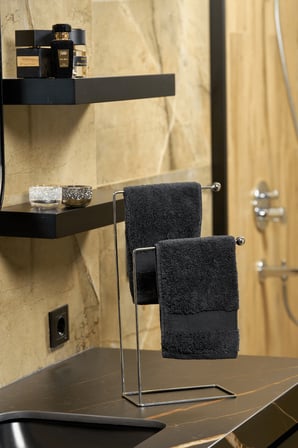 Parlak Silver 2 Kollu Banyo Tezgah Üstü Havluluk Standı, Montaj Gerektirmez Havlu Askılığı